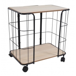 Τραπεζάκι Μπαρ Μεταλλικό Μαύρο Με Ξύλο 49x32x44εκ.Ankor 
