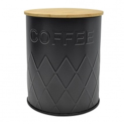 Βάζο Μεταλλικό Μαύρο Coffee Με Μπαμπού Καπάκι 10X10X13Εκ. Ankor