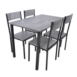 Τραπεζαρία (Σετ 5Τμχ) 110x70x76cm Black-Grey Ankor 4 Θέσεων