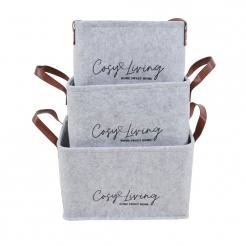 Καλάθια Υφασμάτινα Σετ 3 Τμχ Σε Γκρι Χρώμα Cosy Living Ankor