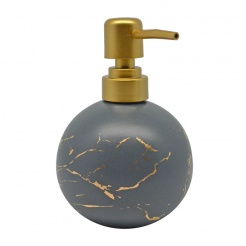 Dispenser Κεραμικό Γκρι Ματ Με Εφε Χρυσο Μάρμαρο 9,7X9,7X13Εκ.Ankor 